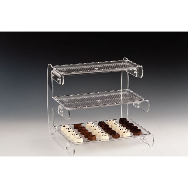 Alkan 2-Tier Polycarbonate Display Stand - Curved Polycarbonate for hospitality & OS&E