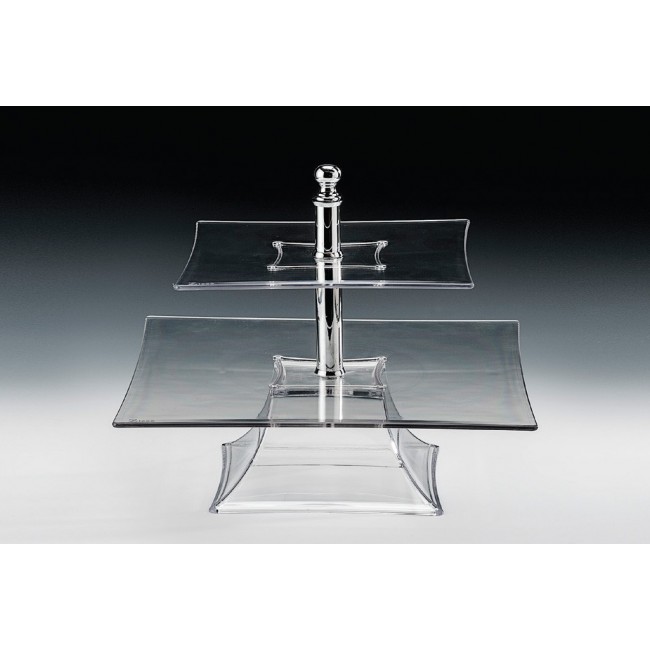 Alkan 2-Tier Square Buffet Stand - Black 29cm High for hospitality & OS&E