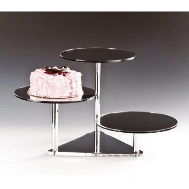 Alkan 3-Piece Round Mirrored Riser Set 29cm for hospitality & OS&E