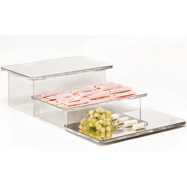 Alkan 3-Step Mirrored Ladder Display Riser for hospitality & OS&E
