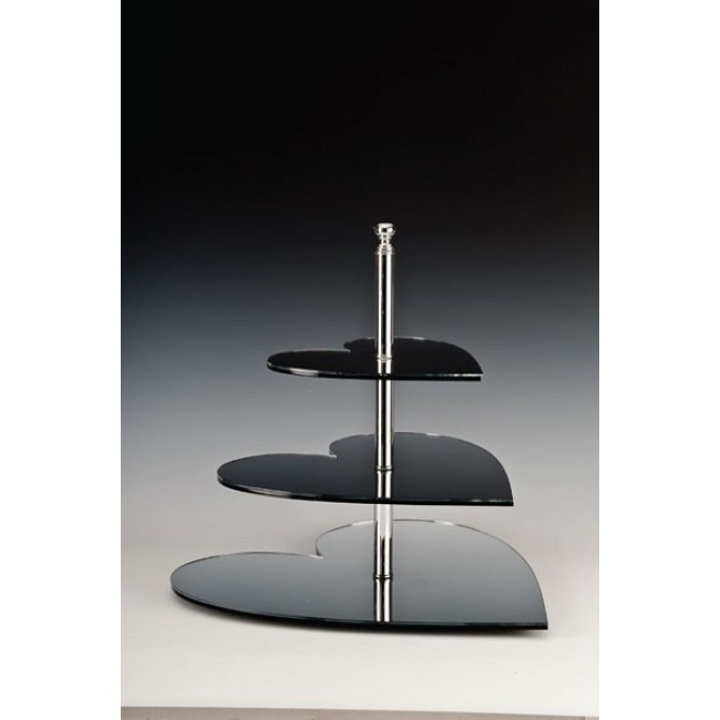 Alkan 3-Tier Heart-Shaped Mirrored Display Stand for hospitality & OS&E