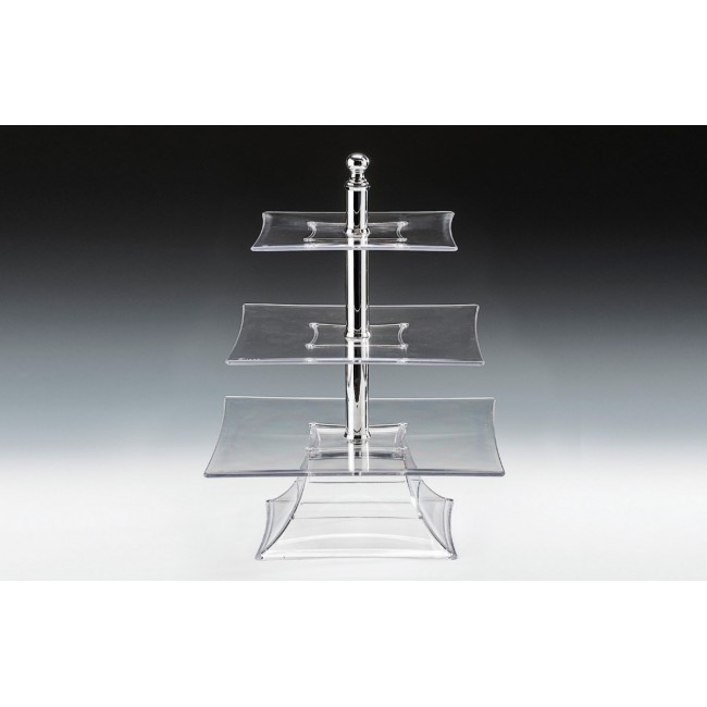 Alkan 3-Tier Square Buffet Stand - Black 39cm High for hospitality & OS&E