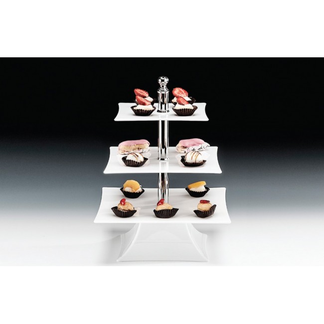 Alkan 3-Tier Square Buffet Stand - Clear 39cm High for hospitality & OS&E
