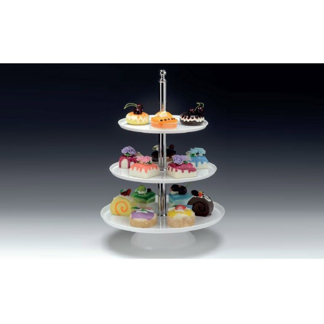 Alkan 3-Tier Square Buffet Stand - White 50cm for hospitality & OS&E