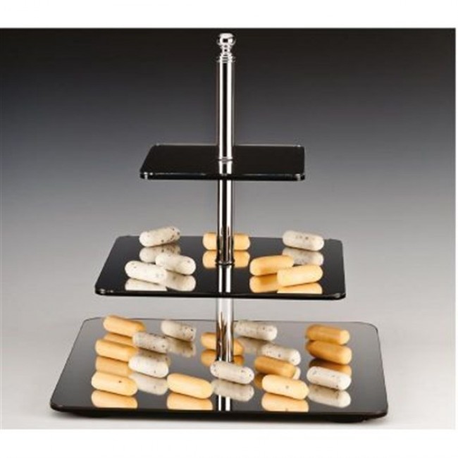 Alkan 3-Tier Square Mirrored Display Stand for hospitality & OS&E
