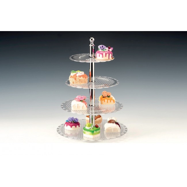 Alkan 4-Tier Round Buffet Stand - Black 42cm High for hospitality & OS&E