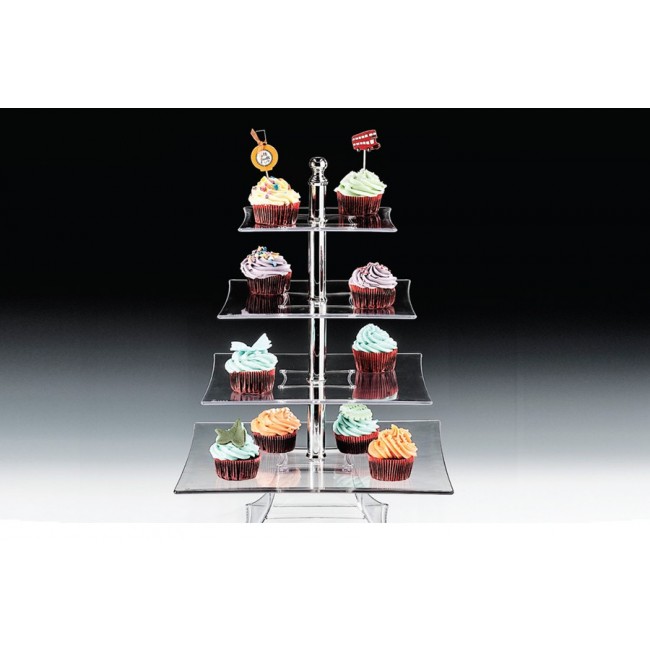 Alkan 4-Tier Square Buffet Stand - Black 50cm for hospitality & OS&E