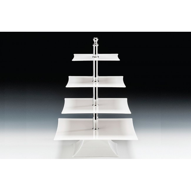 Alkan 4-Tier Square Buffet Stand - White 50cm for hospitality & OS&E
