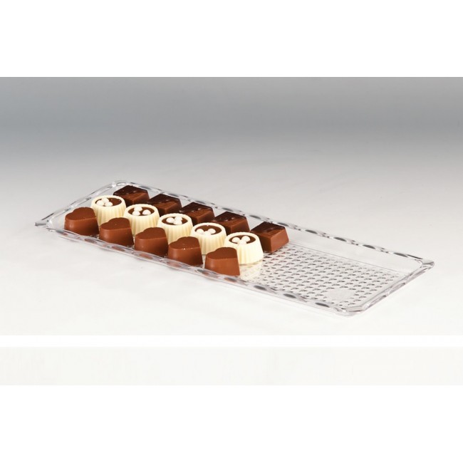 Alkan Polycarbonate Chocolate Display Tray - Black 10x30cm Polycarbonate for hospitality & OS&E