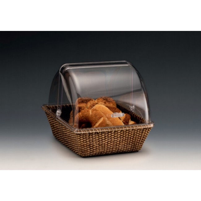 Alkan Rattan Basket with Rolltop Polycarbonate Lid 32.5x26cm Polycarbonate for hospitality & OS&E