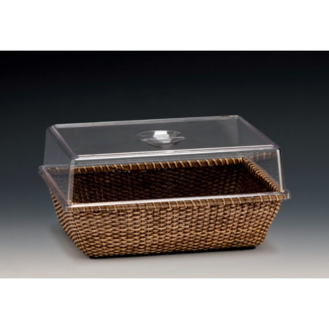 Alkan Rattan Basket with Rolltop Polycarbonate Lid 34.5x24cm Polycarbonate for hospitality & OS&E