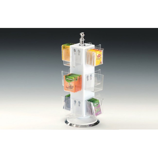 Alkan Rotating 12-Compartment Tea Bag Stand - Black for hospitality & OS&E