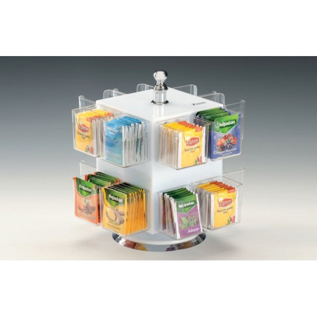 Alkan Rotating 16-Compartment Tea Bag Stand - Black for hospitality & OS&E
