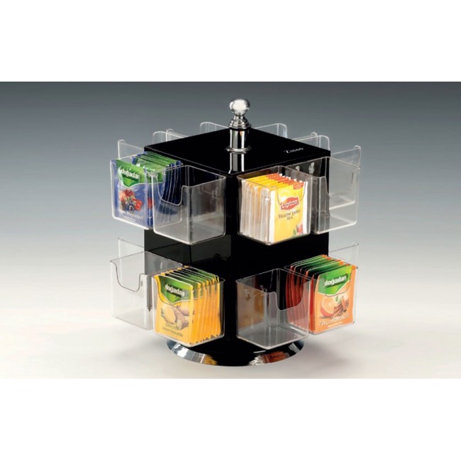 Alkan Rotating 16-Compartment Tea Bag Stand - White 26 cm for hospitality & OS&E