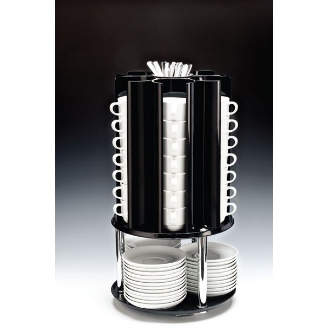 Alkan Rotating Cup, Plate & Spoon Stand for hospitality & OS&E