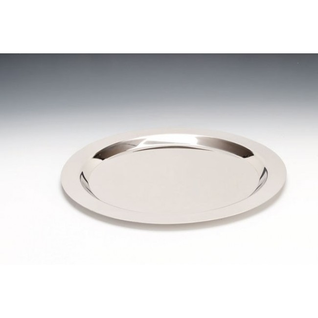 Alkan Round Steel Display Tray - Ornate Edge 43.5cm Stainless Steel for hospitality & OS&E