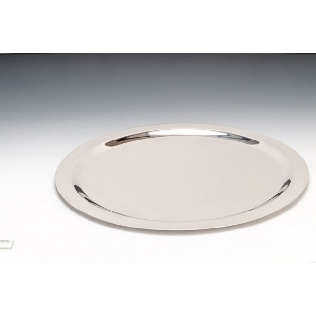 Alkan Round Steel Display Tray - Ornate Edge 50cm Stainless Steel for hospitality & OS&E