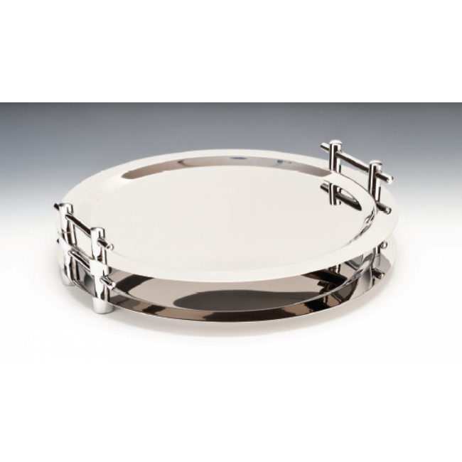 Alkan Round Steel Display Tray - Wavy Edge 50cm Stainless Steel for hospitality & OS&E