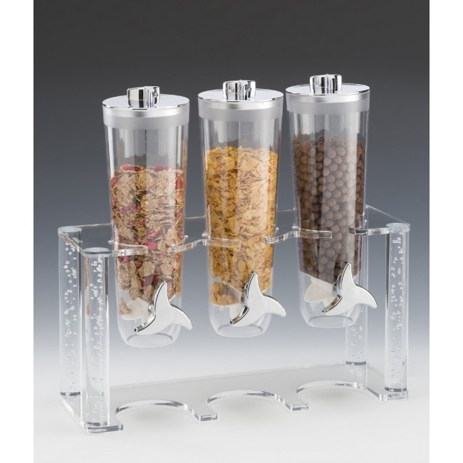 Alkan Triple Cereal Dispenser with Steel Base Stainless Steel for hospitality & OS&E