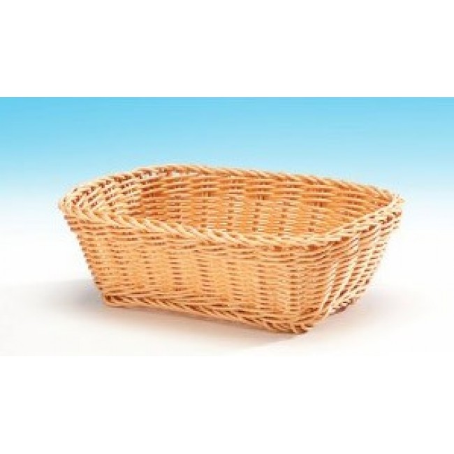 Alkan Woven Plastic Angled Basket - Natural 23x19cm Woven Plastic for hospitality & OS&E
