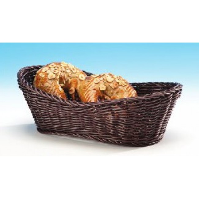 Alkan Woven Plastic Basket with Handles - Brown 29x20cm Woven Plastic for hospitality & OS&E