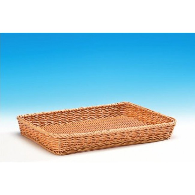 Alkan Woven Plastic Display Basket - Natural 40x29cm Woven Plastic for hospitality & OS&E