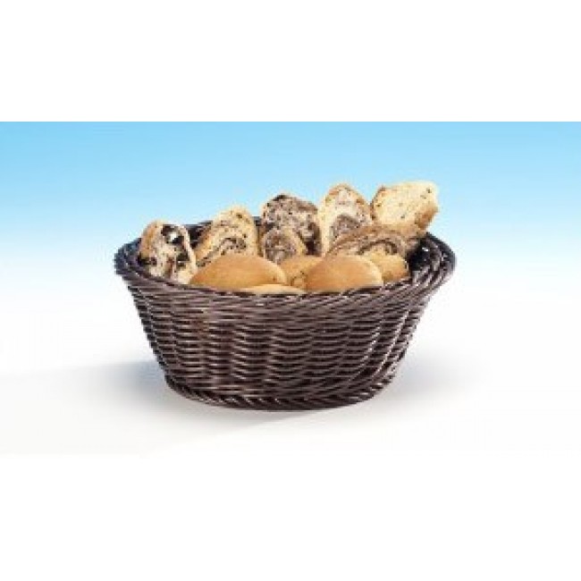 Alkan Woven Plastic Round Basket - Brown 20cm Woven Plastic for hospitality & OS&E