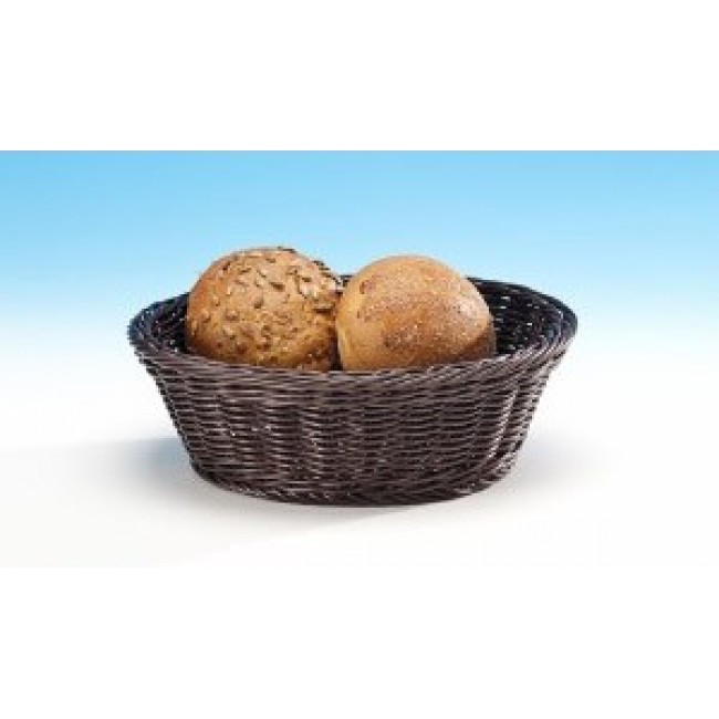 Alkan Woven Plastic Round Basket - Brown 23cm Woven Plastic for hospitality & OS&E
