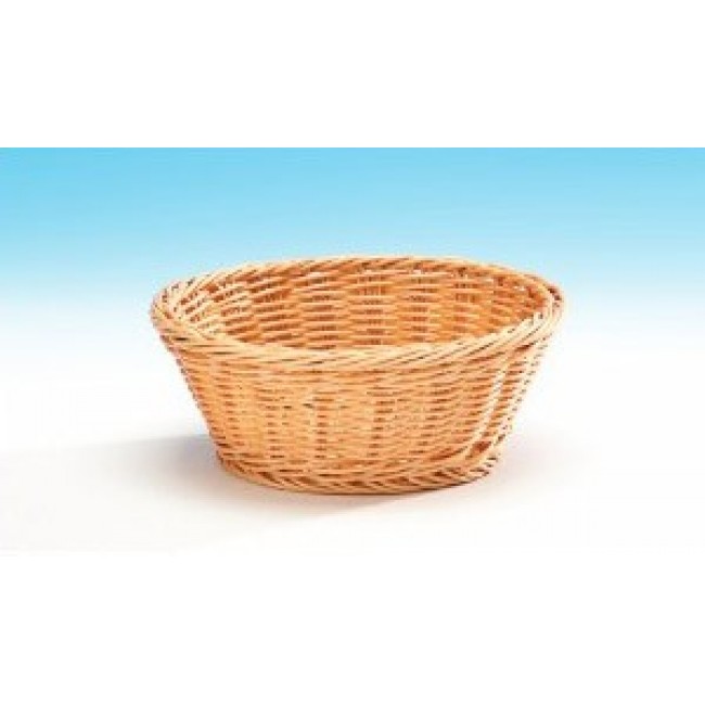 Alkan Woven Plastic Round Basket - Natural 20cm Woven Plastic for hospitality & OS&E