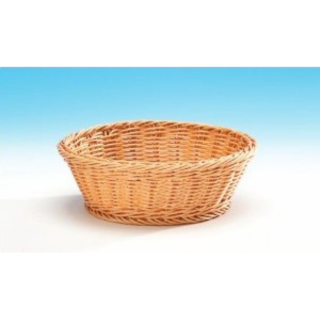 Alkan Woven Plastic Round Basket - Natural 23cm Woven Plastic for hospitality & OS&E