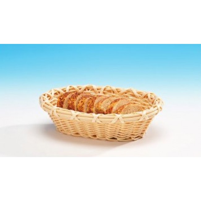 Alkan Woven Plastic Serving Basket - Natural 18x23cm Woven Plastic for hospitality & OS&E