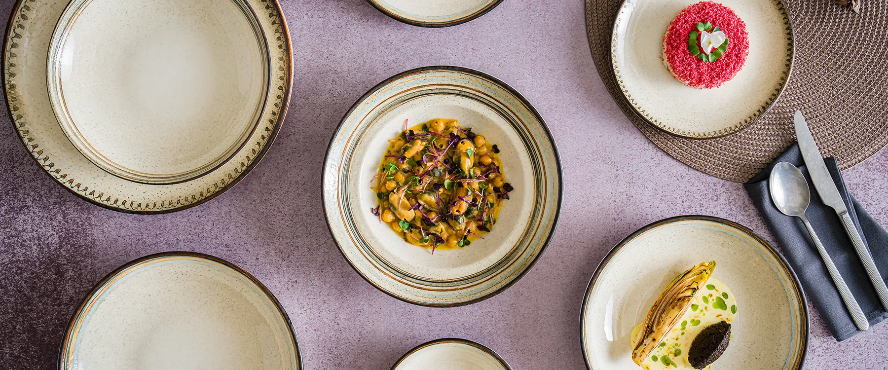 Cortado Ethnic Gourmet Flat Plate 19 cm - Styled