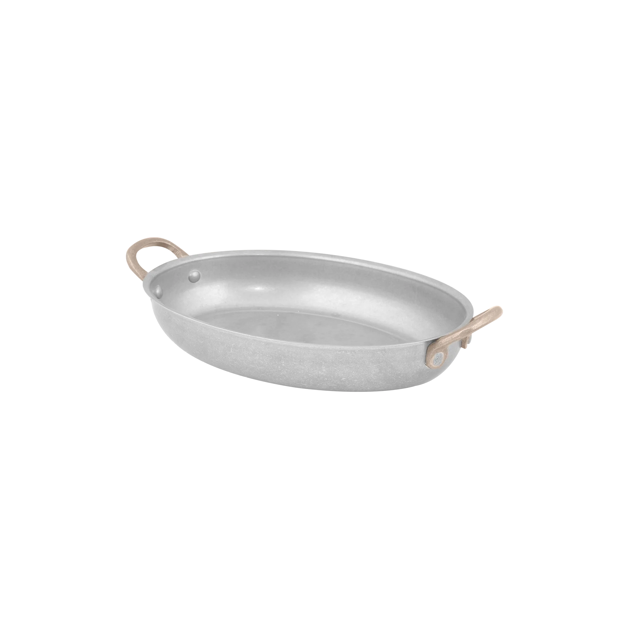 Antique Oval Fry Pan with 2 Side Brass Handles -20.75 x 15.75 cm - 700 ml