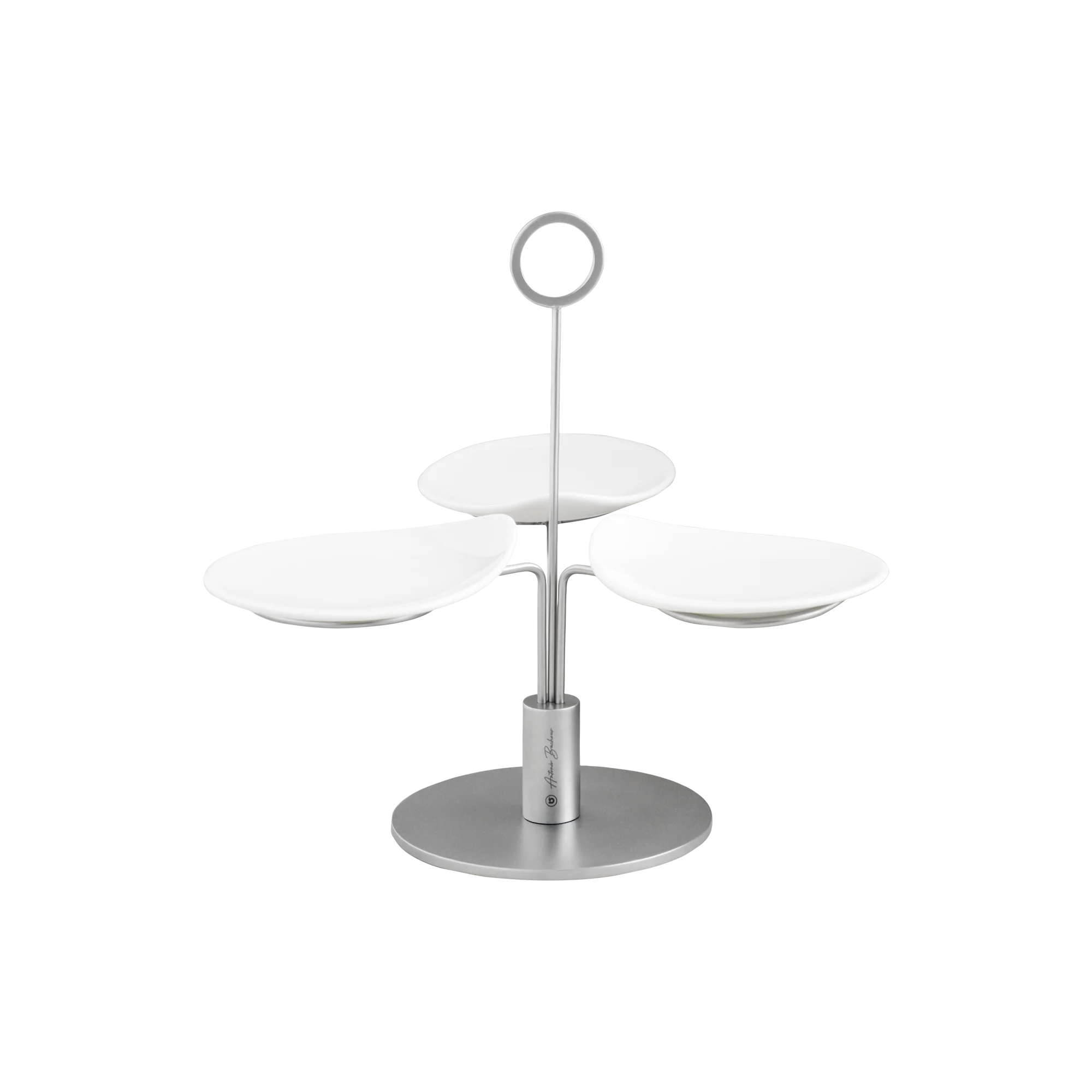 Clair Matte Silver 4Pcs Serving Stand Set