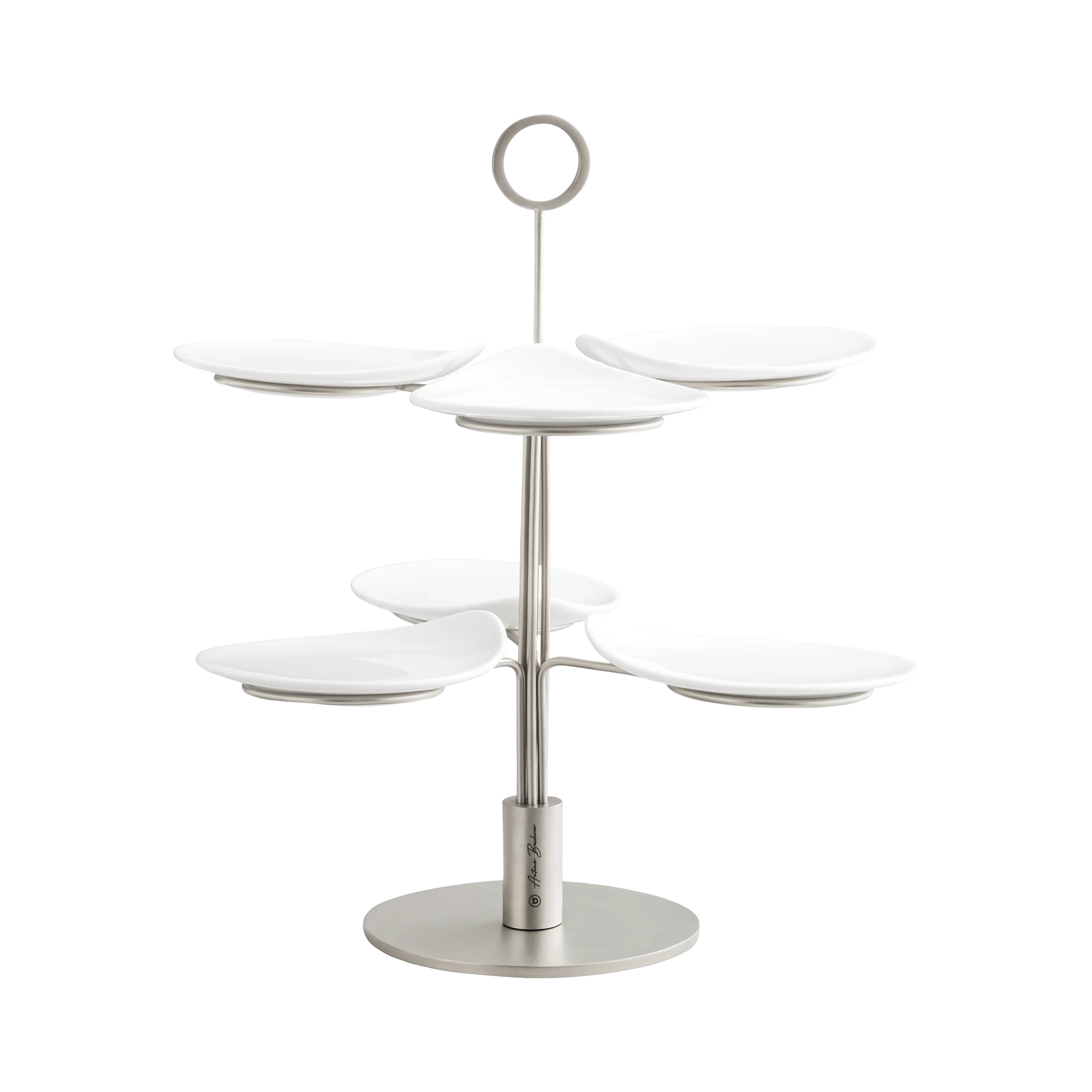 Clair Matte Silver 7Pcs Serving Stand Set