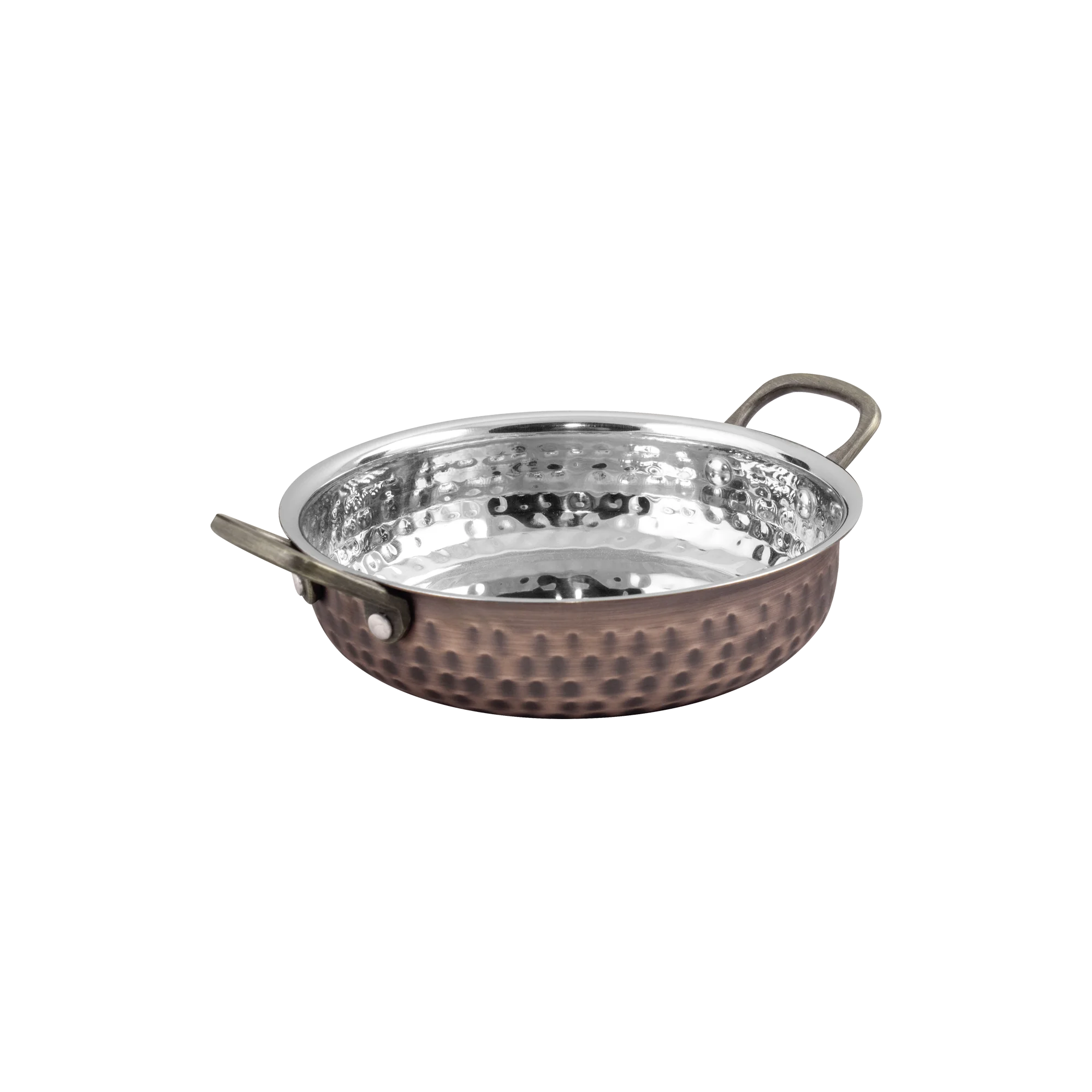 Copper Heavy Fry Pan with 2 Side Brass Handles -18 x 4.5 cm - 900 ml