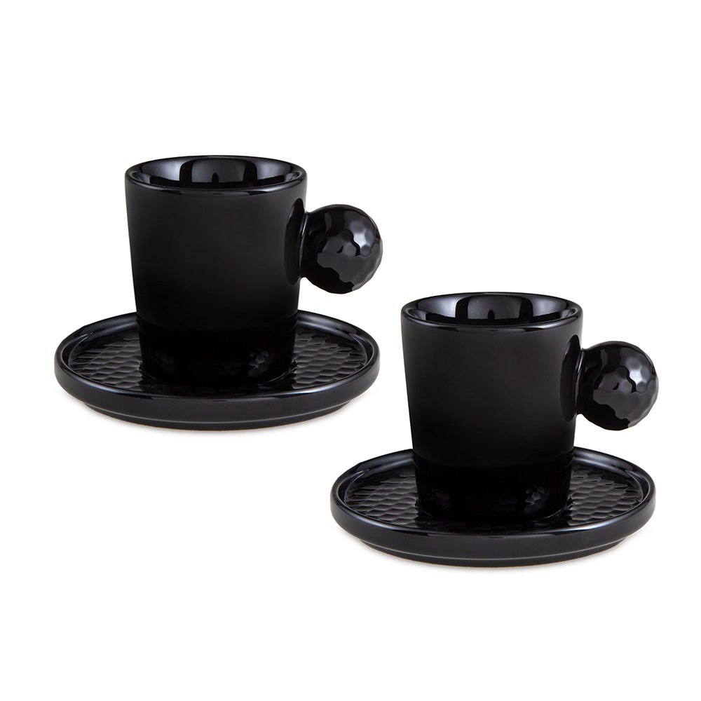 Jumbo Golf Line Black 2-Piece Coffee Cup Set with Saucer 90 ml