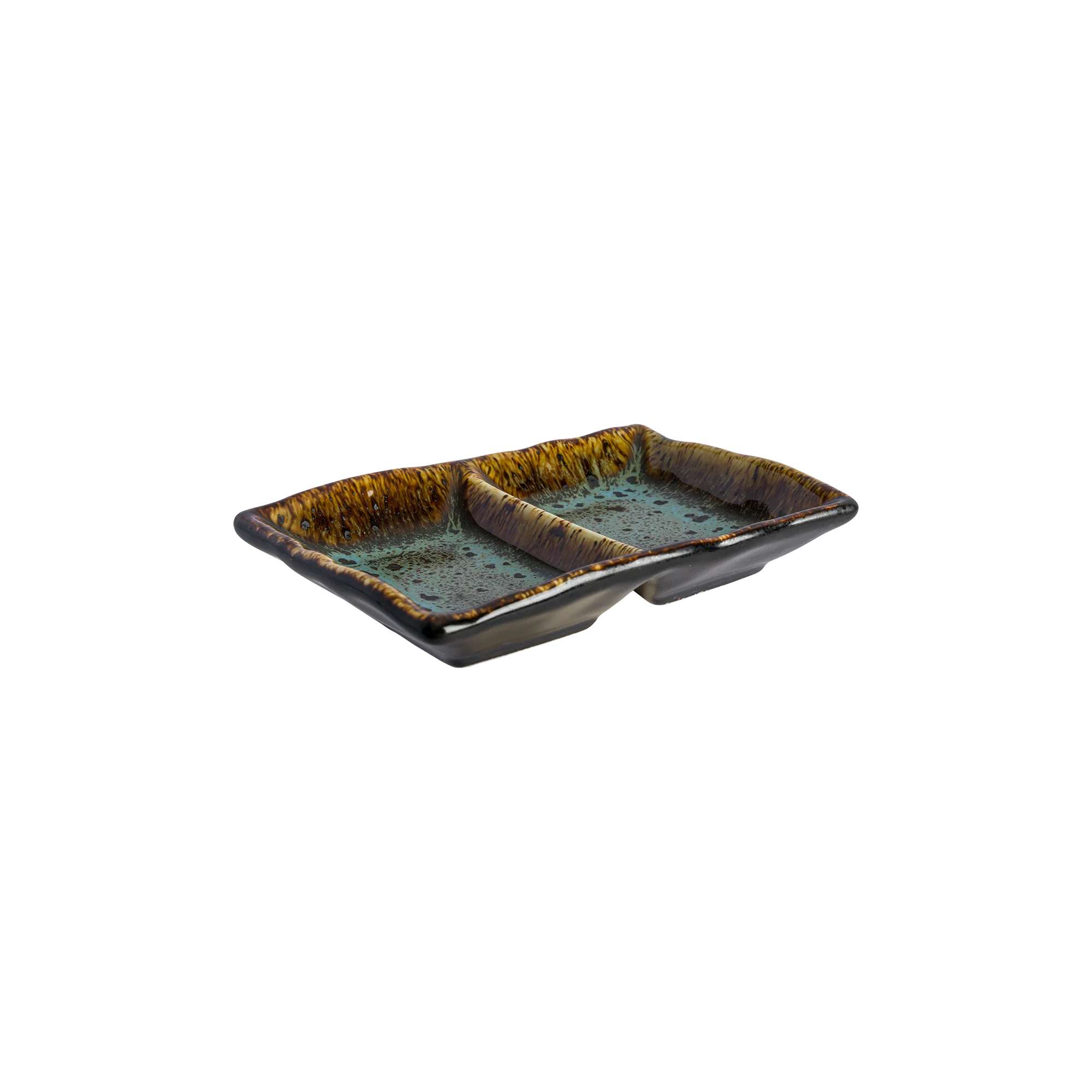 Wabi Blue Rectangular Double Sauce Bowl 13.3 x 9.1 x 2.2 cm