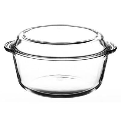 59023 Borcam Heat-resistant Ovenware Round Casserole Dish with Lid 1450 Cc