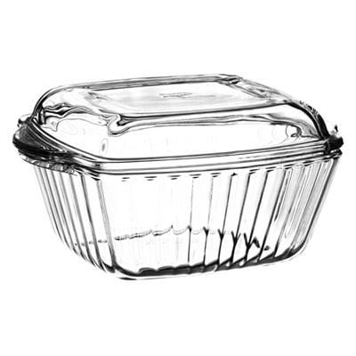 59039 Borcam Heat-resistant Ovenware Square Casserole Dish with Lid 1170 Cc