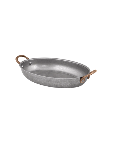 Antique Oval Fry Pan with 2 Side Brass Handles -30 x 21cm