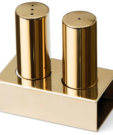 Groovy Double Round Thin Salt Shaker Set Gold GRV-102-GOLD