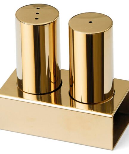 Groovy Double Round Thick Salt Shaker Set Gold GRV-104-GOLD