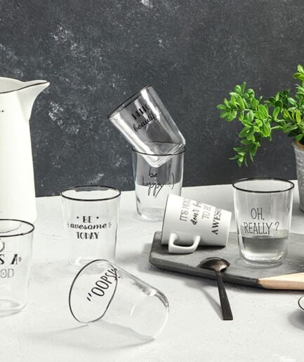 Porland Be Happy 6 Person Coffee Side Water Glass Set 200cc