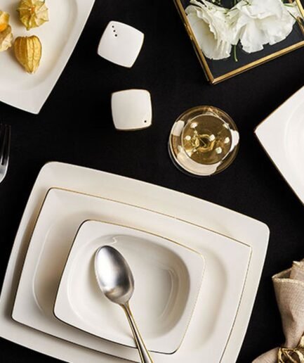 Porland Riva Gold Gilding 57 Piece Dinner Set for 12 People