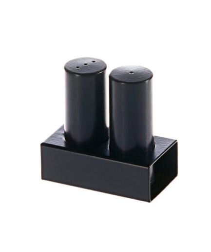 Groovy Double Round Salt Shaker Set Black BLACK