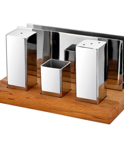 Groovy Dörtlü Kare Tuzluk Peçetelik Takımı Parlak&Mat GRV-51