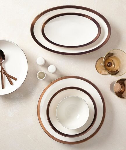 Porland Copper Line 60 Piece Dining Set for 12 People