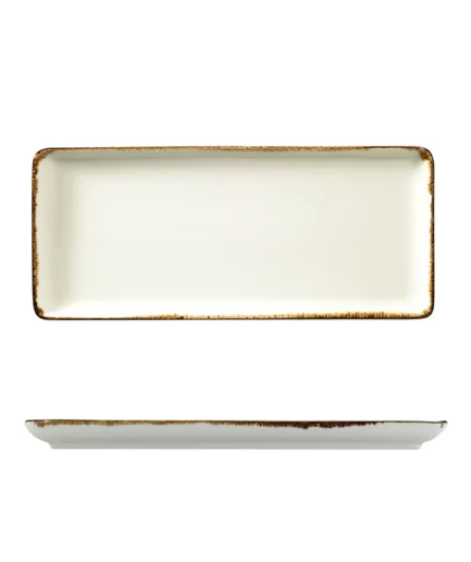 Kütahya Porcelain Bone Tan 35x15cm.Flat Plate Cream Net