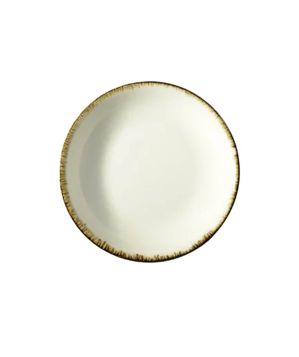 Kütahya Porcelain Bone Teos 21cm. Deep Plate Cream Mesh